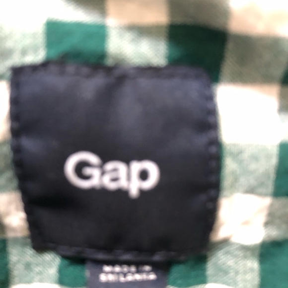 Gap Medium Men’s Long Sleeve Dress Shirt Green & White Gingham - Picture 4 of 4